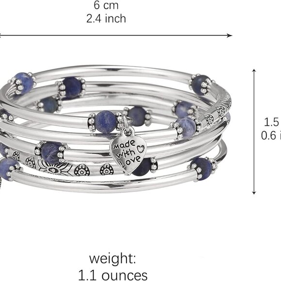 Beaded Bangle Bracelets for Women Silver Wrap Bangles Bracelet Womens Costume Je - Picture 5 of 6
